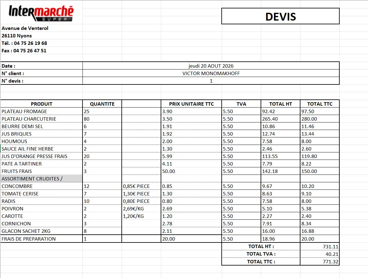 Devis n°1 — jeudi 20 août 2026
